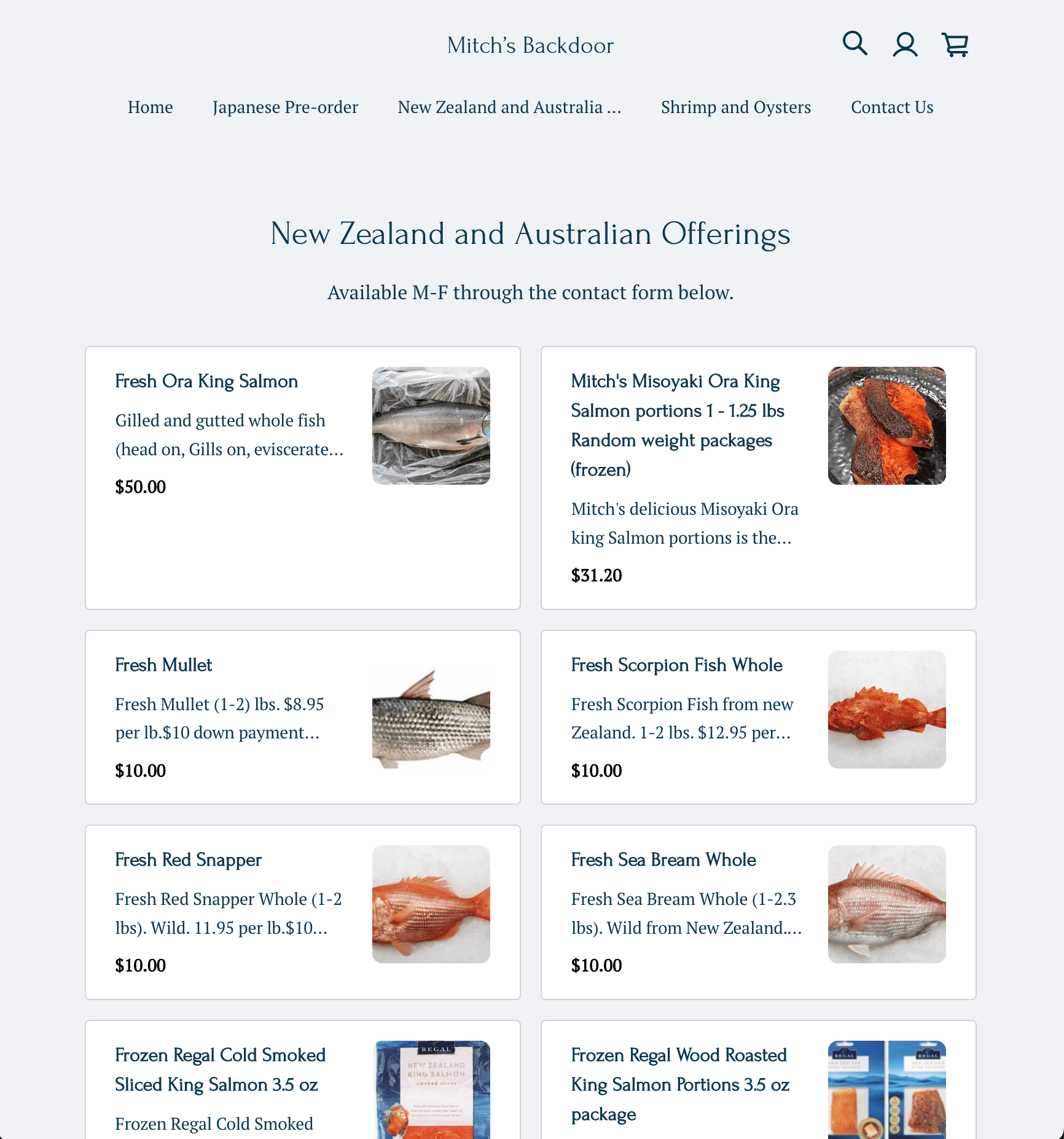 Mitchs backdoor New Zealand ordering options made by Banzai Websites